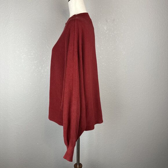 HoodLamb Crew Neck Dolman Sleeve Tunic Sweater Size L Cherry Red Hemp Cotton - Picture 3 of 7